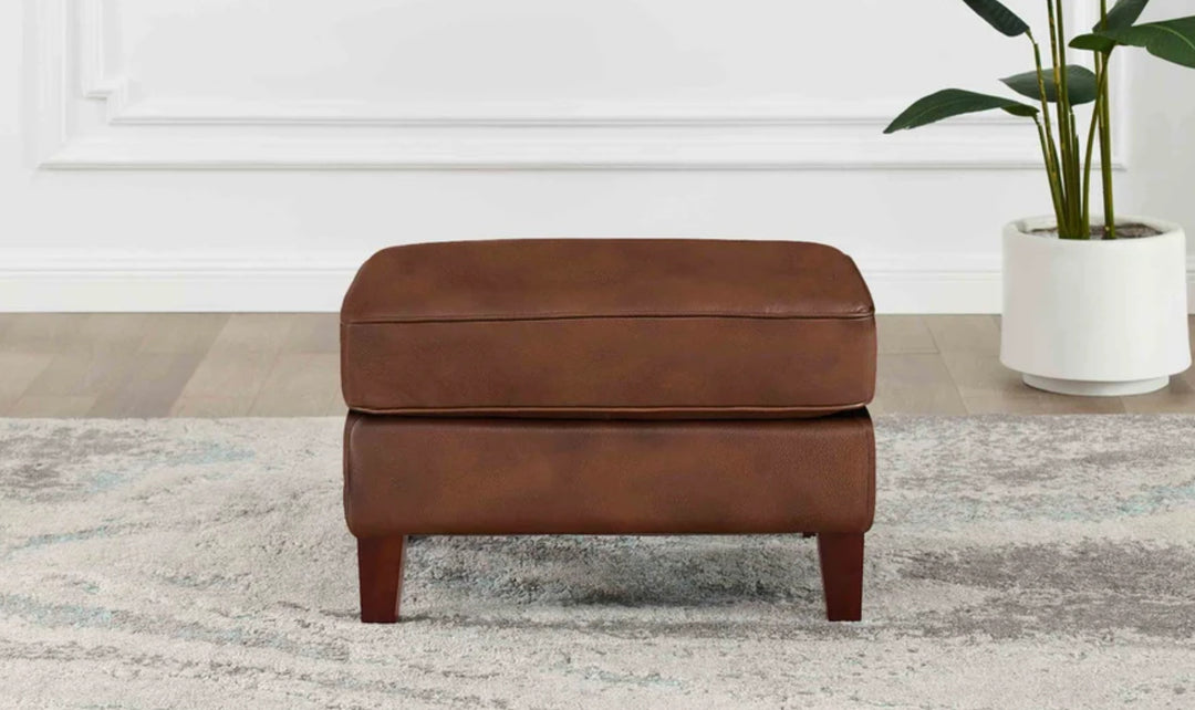 Hydeline Laguna Leather Ottoman With Zip Cover-Jenniferfurniture
