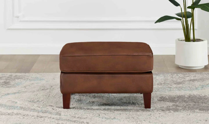 Hydeline Laguna Leather Ottoman With Zip Cover-Jenniferfurniture
