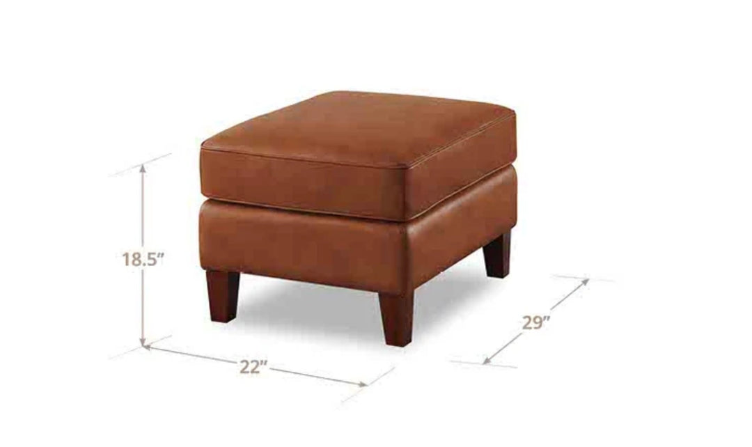 Hydeline Laguna Leather Ottoman With Zip Cover-Jenniferfurniture