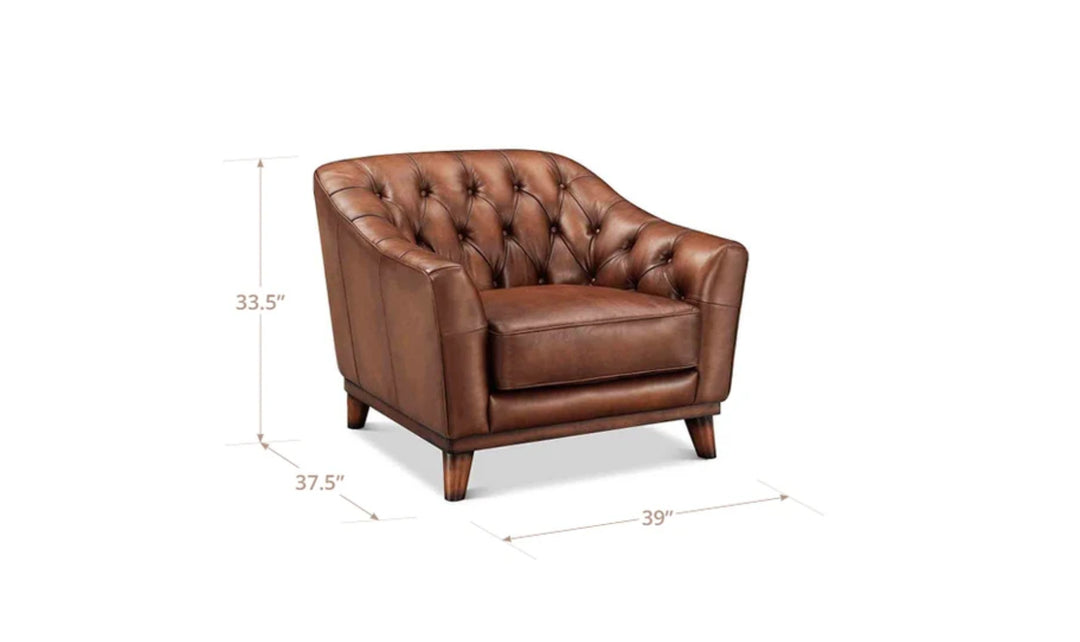 Hydeline Lowell Leather Collection Chair With Hand-Tufted Backrest-Jenniferfurniture