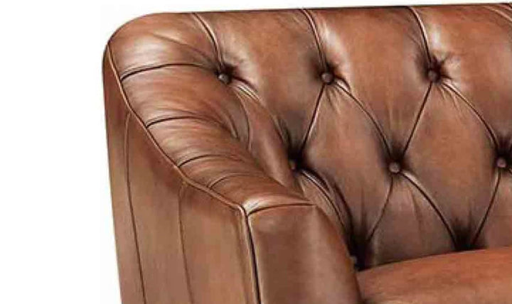 Hydeline Lowell Leather Collection Chair With Hand-Tufted Backrest-Jenniferfurniture