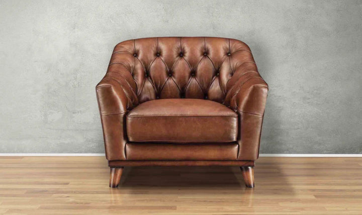 Hydeline Lowell Leather Collection Chair With Hand-Tufted Backrest-Jenniferfurniture