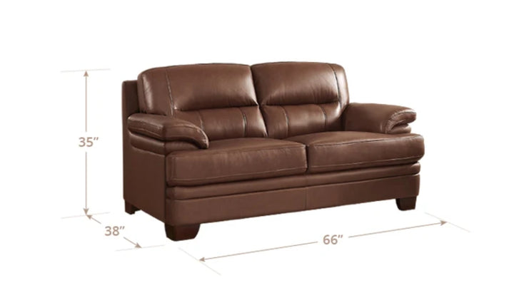 Hydeline Luxor Leather Loveseat With Cushioned Arms