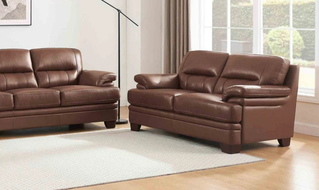 Hydeline Luxor Leather Loveseat With Cushioned Arms