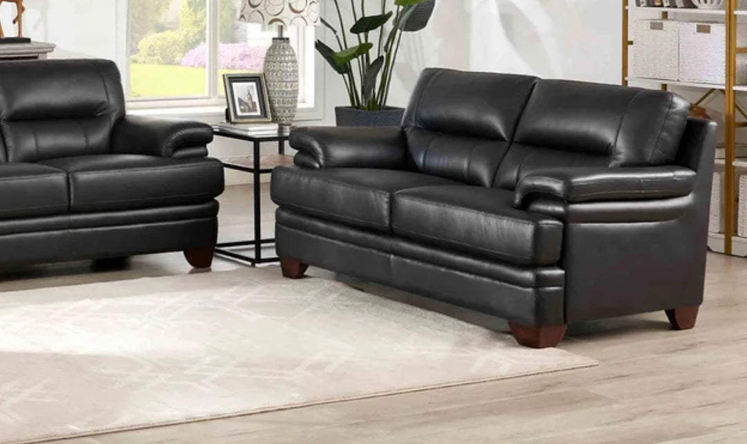 Hydeline Luxor Leather Loveseat With Cushioned Arms