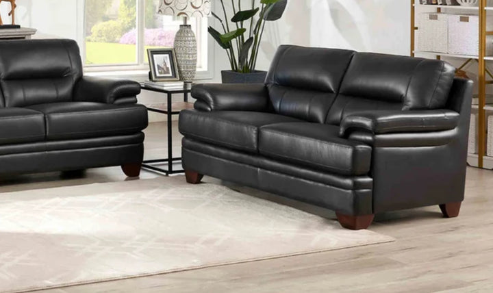Hydeline Luxor Leather Loveseat With Cushioned Arms