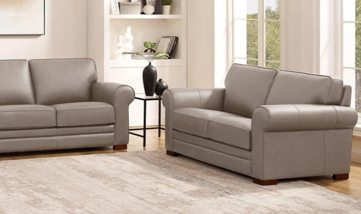 Hydeline Brookfield Leather Loveseat With Rolled Arms