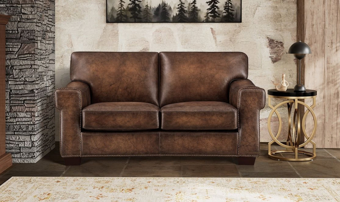 Hydeline Capri Leather Loveseat With Nailhead Trim