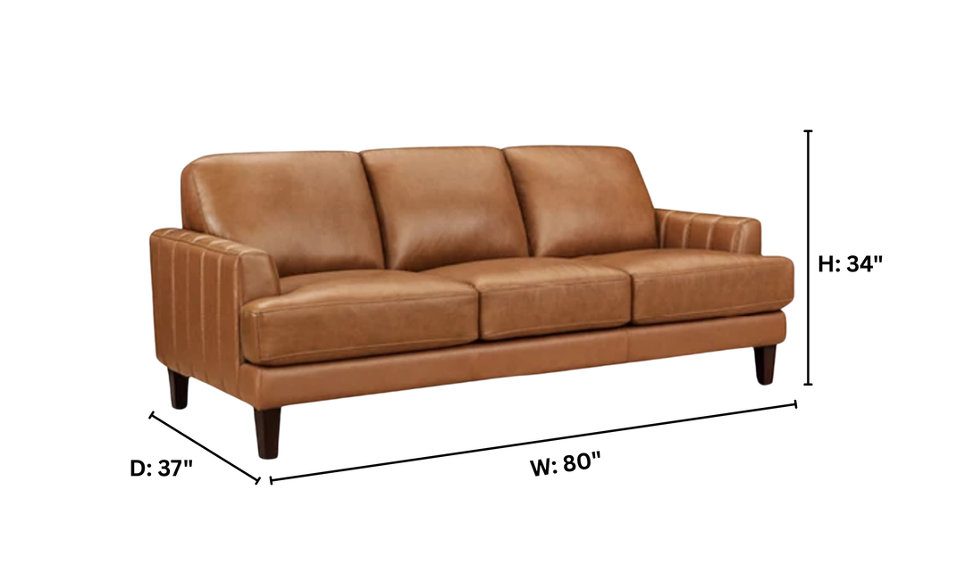 Hydeline Cassia Leather Sofa With With Recessed Arms-Jennifer Furniture