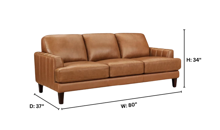 Hydeline Cassia Leather Sofa With With Recessed Arms-Jennifer Furniture