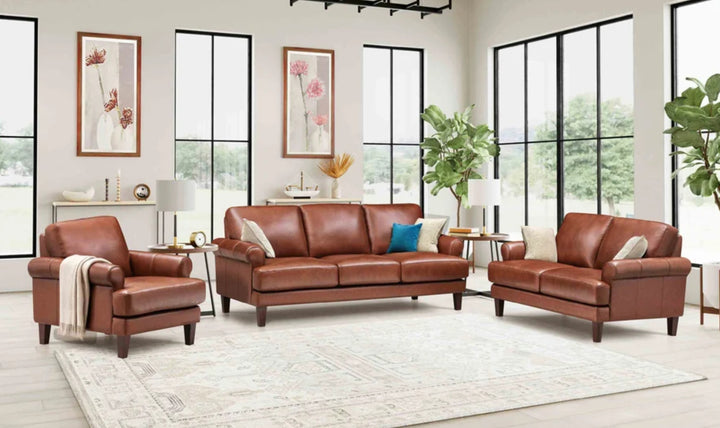 Hydeline Dawn Leather Stationary Living Room Set-JenniferFurniture