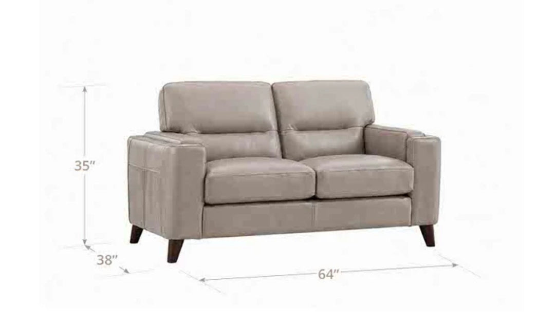 Hydeline Elm Leather Loveseat With Zip Cover-JenniferFurniture