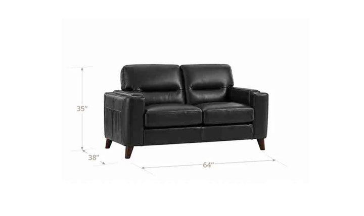 Hydeline Elm Leather Loveseat With Zip Cover-JenniferFurniture