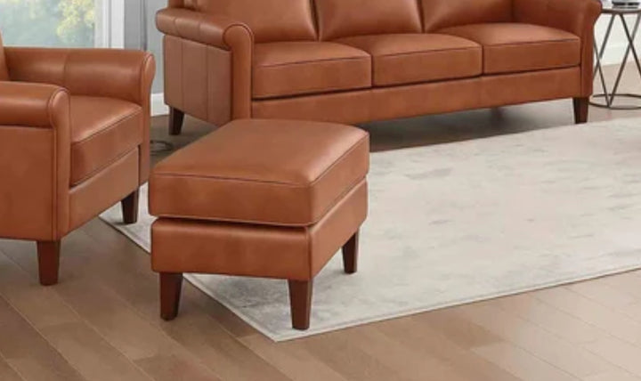 Hydeline Laguna Leather Ottoman With Zip Cover-Jenniferfurniture