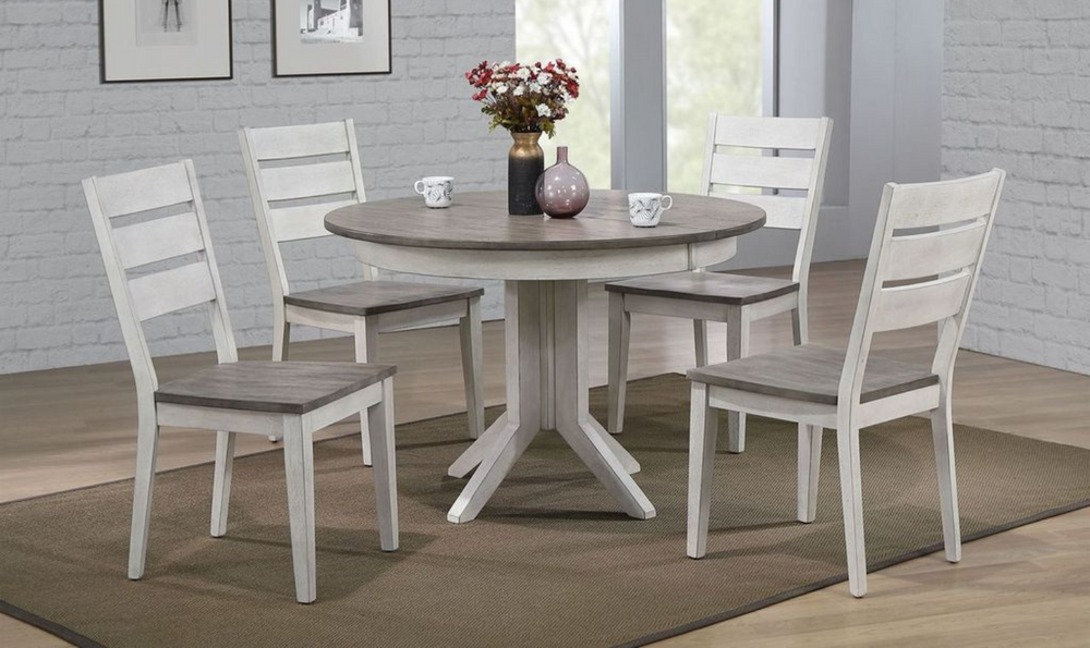 Iconic Contemporary Ladder Back Dining Side Chair Ash & Stormy White (Set of 2)-jennifer furniture