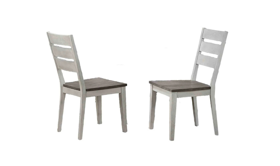 Iconic Contemporary Ladder Back Dining Side Chair Ash & Stormy White (Set of 2)-jennifer furniture