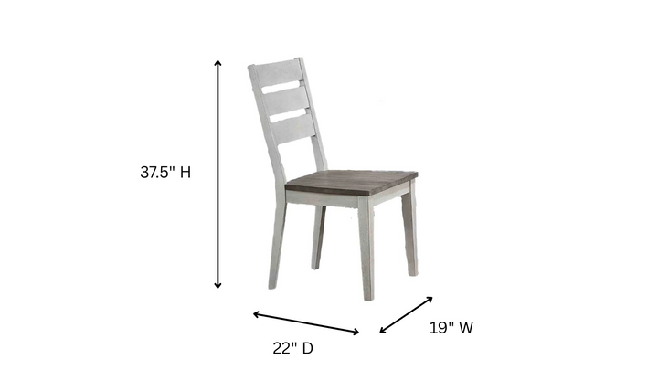 Iconic Contemporary Ladder Back Dining Side Chair Ash & Stormy White (Set of 2)-jennifer furniture