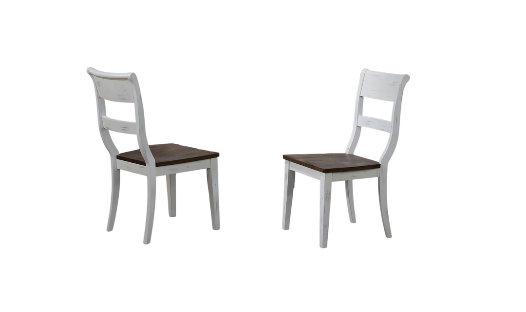 Iconic Dining Side Chair Distressed Cocoa Brown & Cotton White (Set of 2)