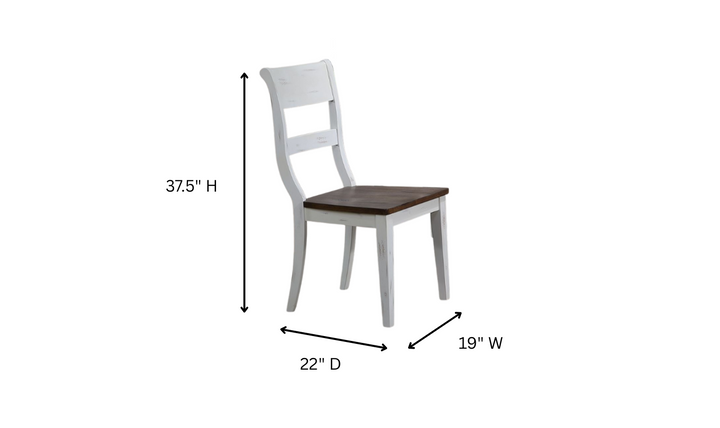 Iconic Dining Side Chair Distressed Cocoa Brown & Cotton White (Set of 2)