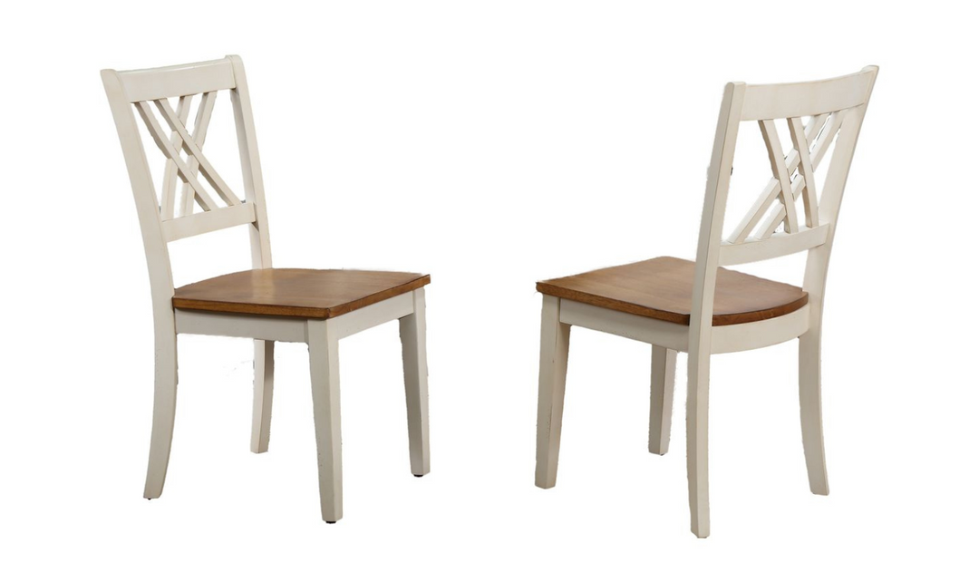 Iconic Furniture Antique Caramel Biscotti 5pc Round Dining Set With Double X-Back Chairs-jennifer furniture