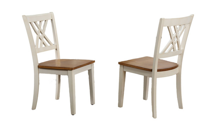 Iconic Furniture Antique Caramel Biscotti 5pc Round Dining Set With Double X-Back Chairs-jennifer furniture