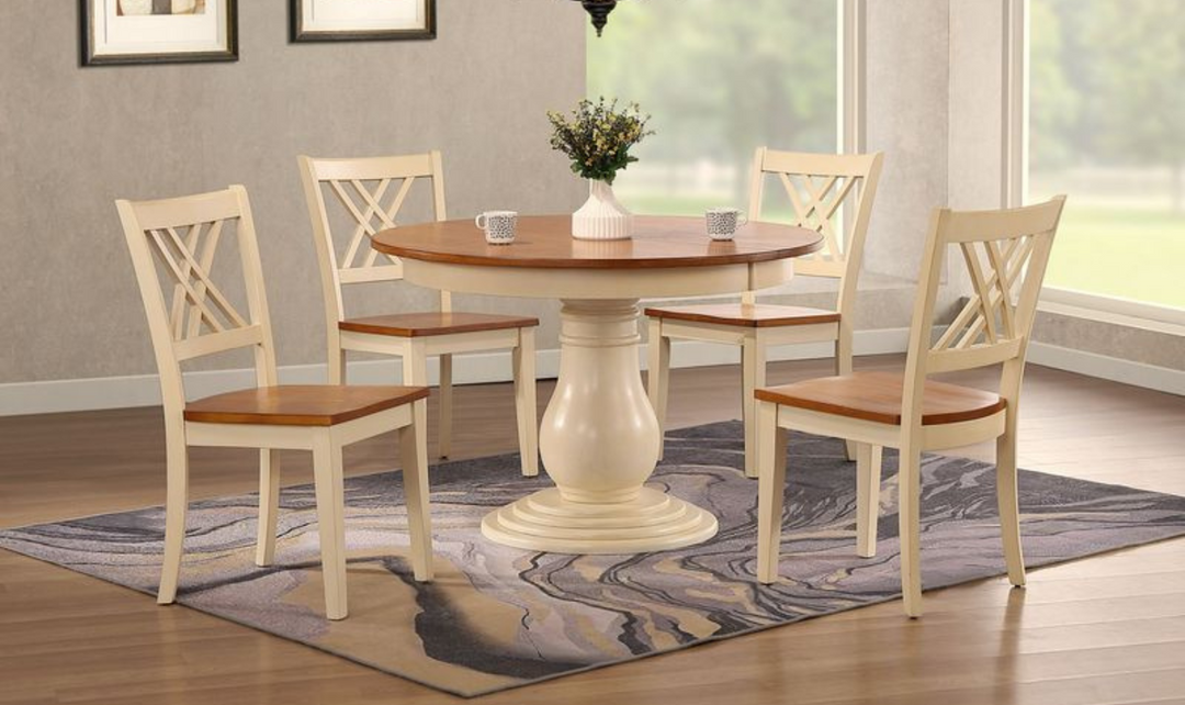 Iconic Furniture Antiqued Caramel Biscotti Double X-Back Bella Dining Set-jennifer furniture