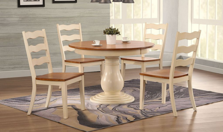 Iconic Furniture Antiqued Caramel Biscotti Panel Back 5-Piece Bella Dining Set-jennifer furniture