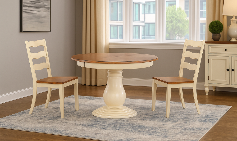 Iconic Furniture Antiqued Caramel Biscotti Panel Back 5-Piece Bella Dining Set-jennifer furniture