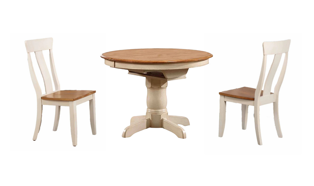 Iconic Furniture Round Antiqued Caramel Biscotti Dining Table Set-jennifer furniture