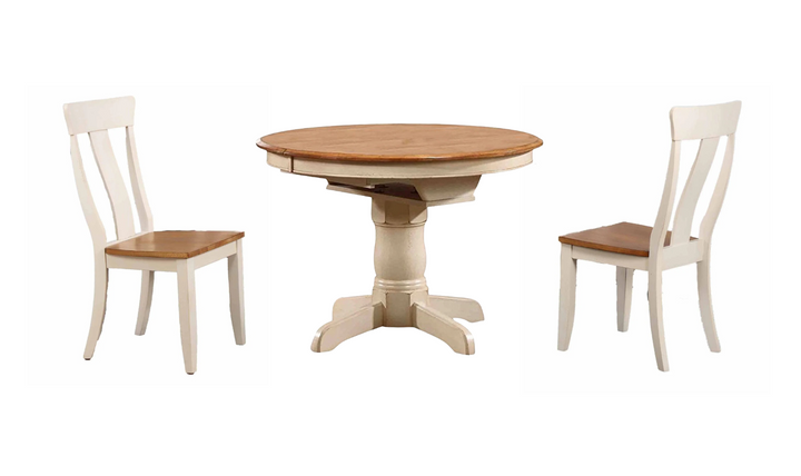 Iconic Furniture Round Antiqued Caramel Biscotti Dining Table Set-jennifer furniture