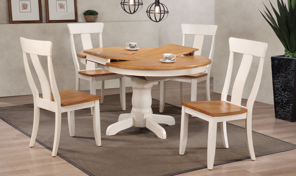 Iconic Furniture Round Antiqued Caramel Biscotti Dining Table Set-jennifer furniture