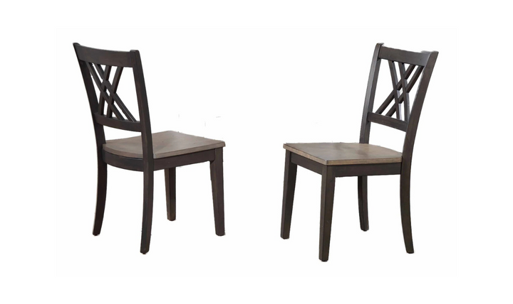 Iconic Furniture Antiqued Grey Stone & Black Stone 5-Piece Dining Set with Double X-Back Chairs-jennifer furniture
