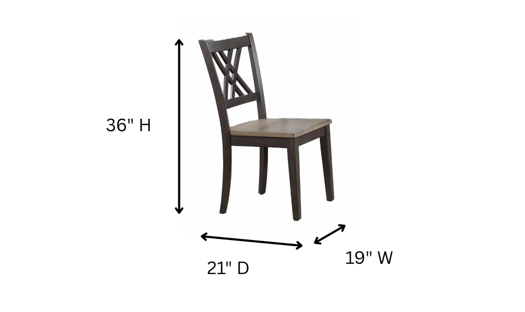 Iconic Furniture Antiqued Grey Stone & Black Stone 5-Piece Dining Set with Double X-Back Chairs