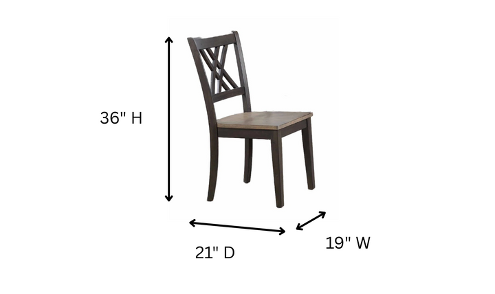 Iconic Furniture Antiqued Grey Stone & Black Stone 5-Piece Dining Set with Double X-Back Chairs