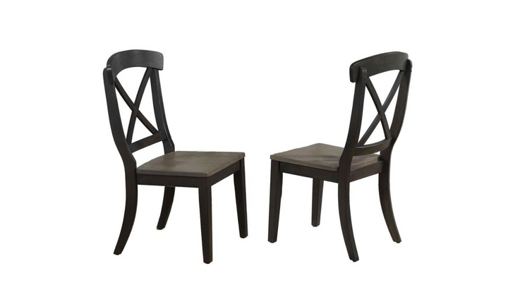 Iconic Furniture Antiqued Grey Stone/ Black Stone 5-Piece Dining Set with Single X-Back Chairs-jennifer furniture