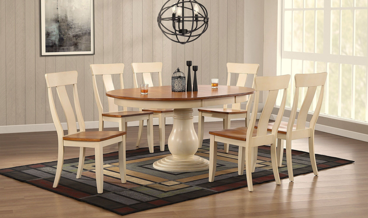 Iconic Furniture Bella Antiqued Caramel Biscotti Panel Back Dining Set-jennifer furniture