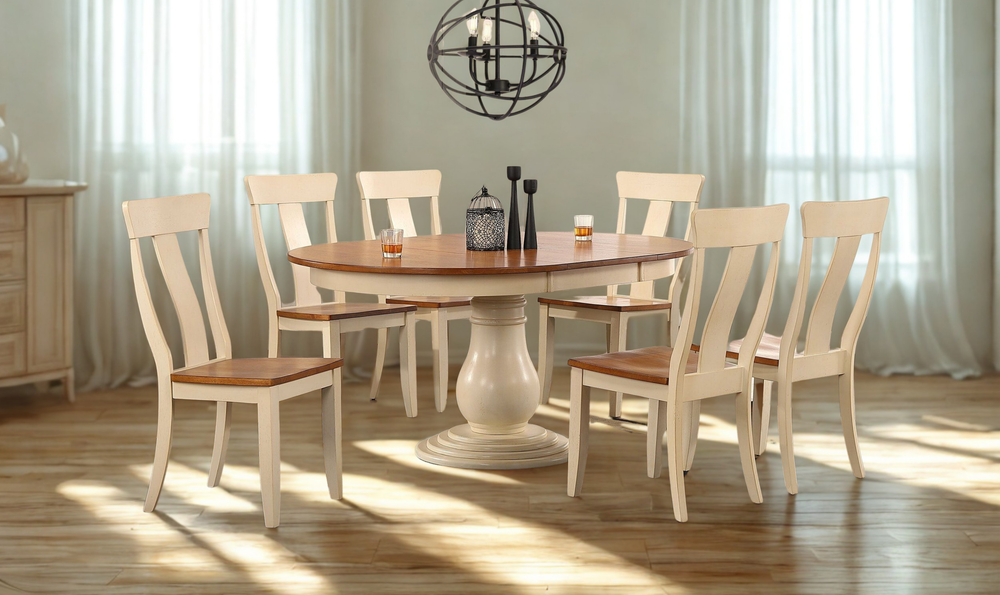 Iconic Furniture Bella Antiqued Caramel Biscotti Panel Back Dining Set-jennifer furniture