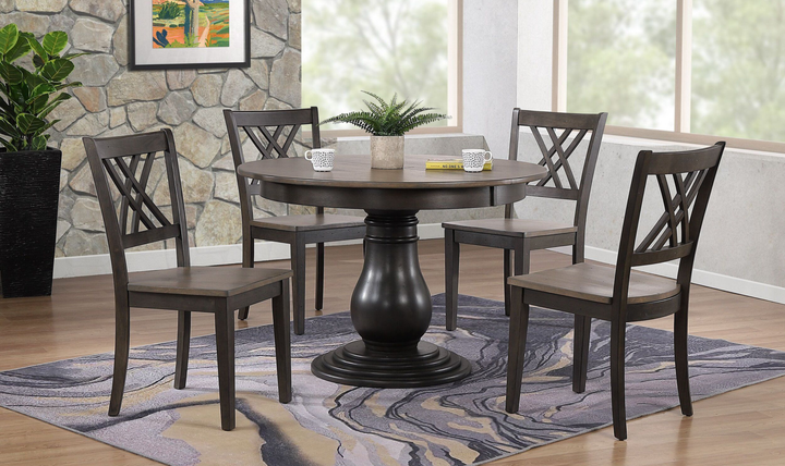 Iconic Furniture Bella Antiqued Gray Stone & Black Stone Double X-Back Dining Set-jennifer furniture
