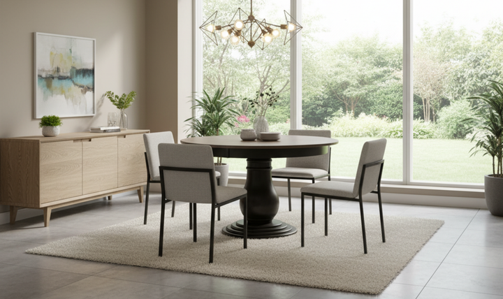 Iconic Furniture Bella Antiqued Grey Stone & Black Stone Dining Table-jennifer furniture