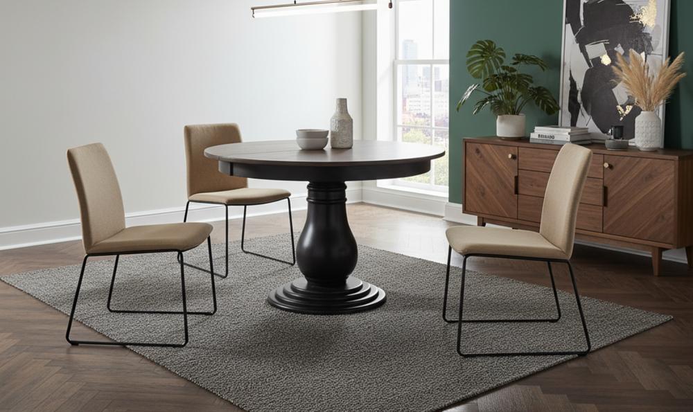 Iconic Furniture Bella Antiqued Grey Stone & Black Stone Dining Table-jennifer furniture