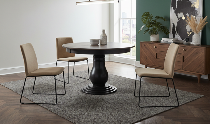 Iconic Furniture Bella Antiqued Grey Stone & Black Stone Dining Table-jennifer furniture