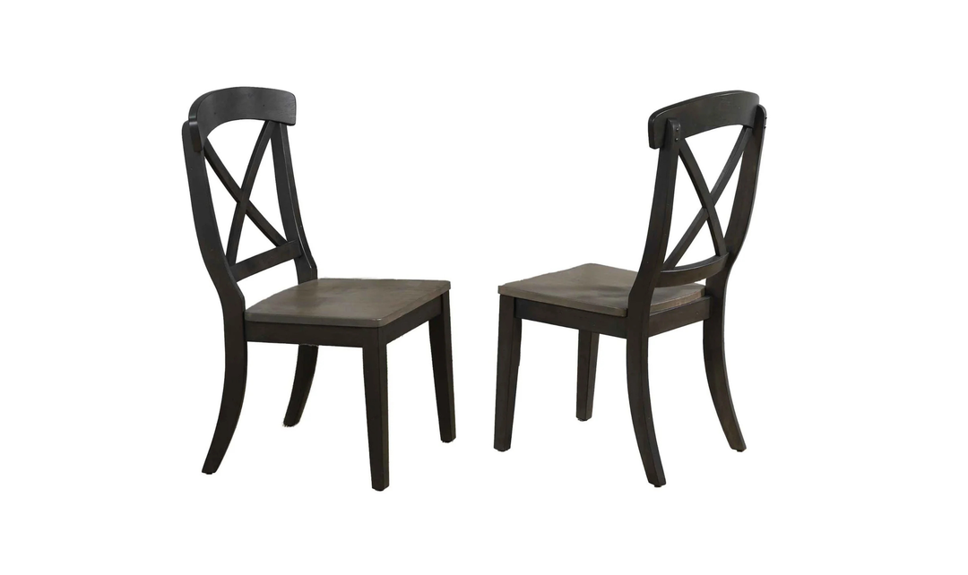 Iconic Furniture Bella Antiqued Grey Stone & Black Stone Transitional X-Back Dining Set-jennifer furniture