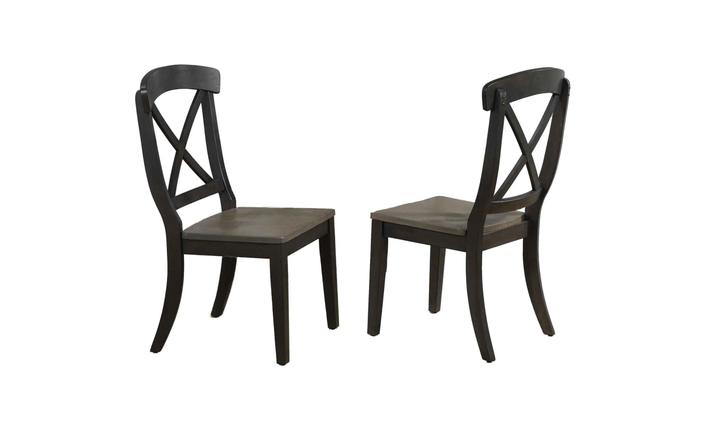 Iconic Furniture Bella Antiqued Grey Stone & Black Stone Transitional X-Back Dining Set-jennifer furniture