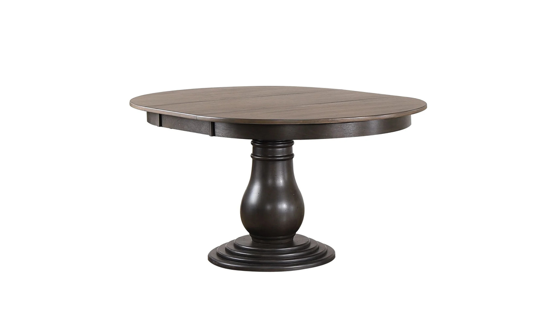 Iconic Furniture Bella Antiqued Grey Stone & Black Stone Transitional X-Back Dining Set