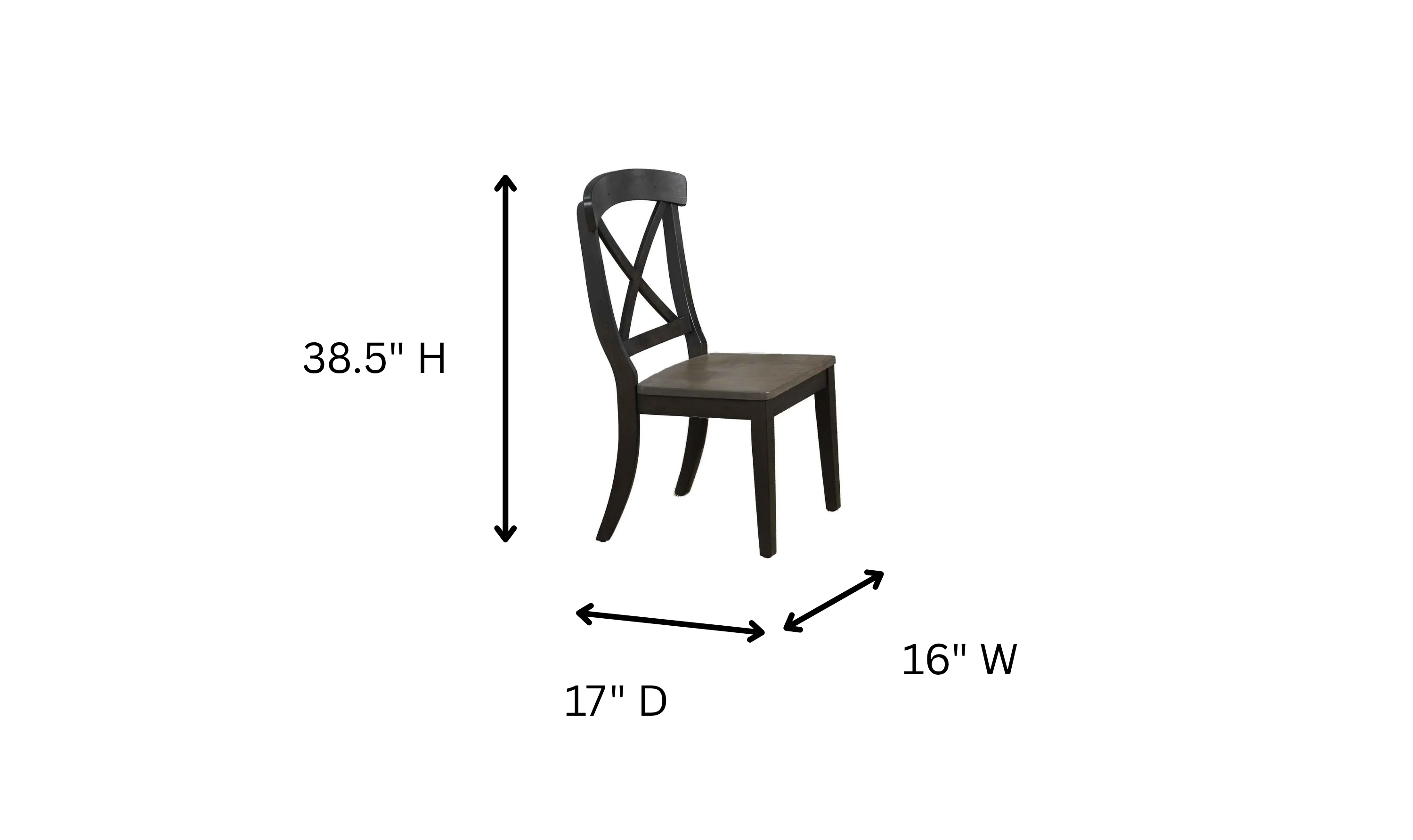 Iconic Furniture Bella Antiqued Grey Stone & Black Stone Transitional X-Back Dining Set