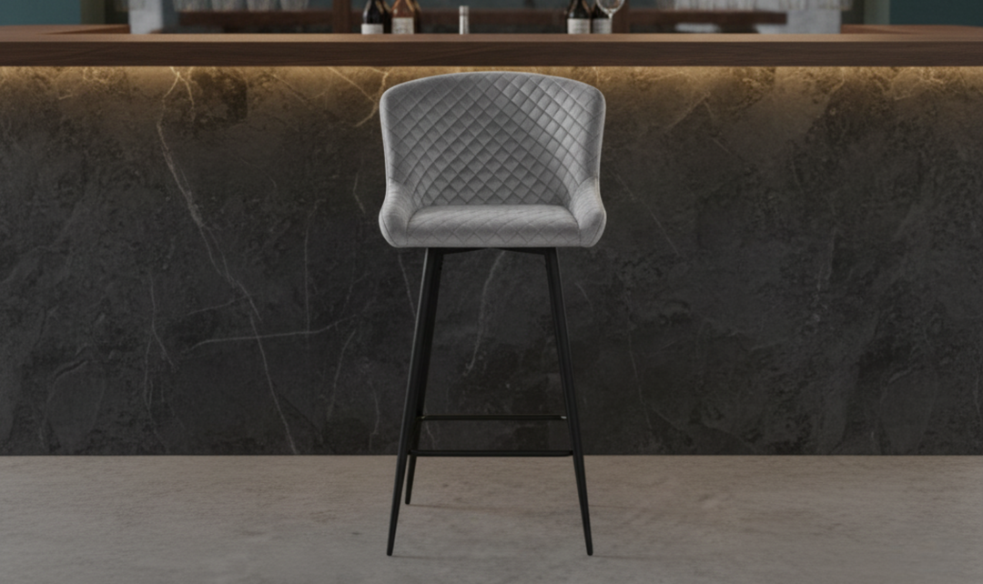 Iconic Furniture Chelsea Gray Counter Stool With Sturdy Metal Legs-jennifer furniture