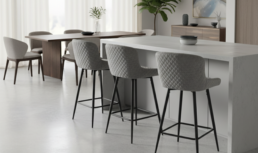Iconic Furniture Chelsea Gray Counter Stool With Sturdy Metal Legs-jennifer furniture