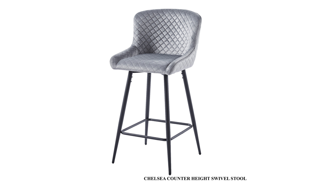 Iconic Furniture Chelsea Gray Counter Stool With Sturdy Metal Legs-jennifer furniture