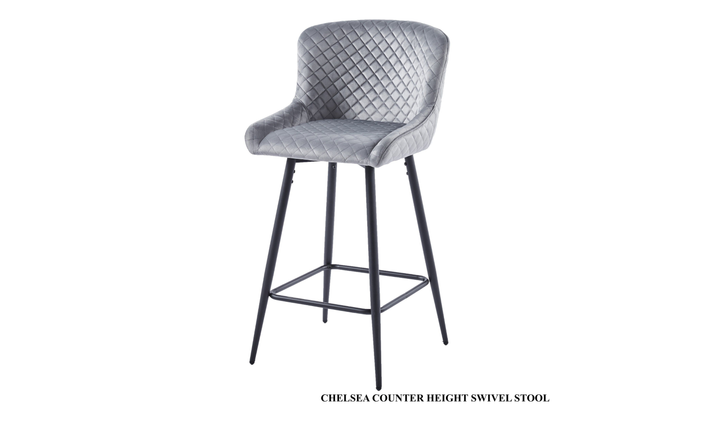 Iconic Furniture Chelsea Gray Counter Stool With Sturdy Metal Legs-jennifer furniture