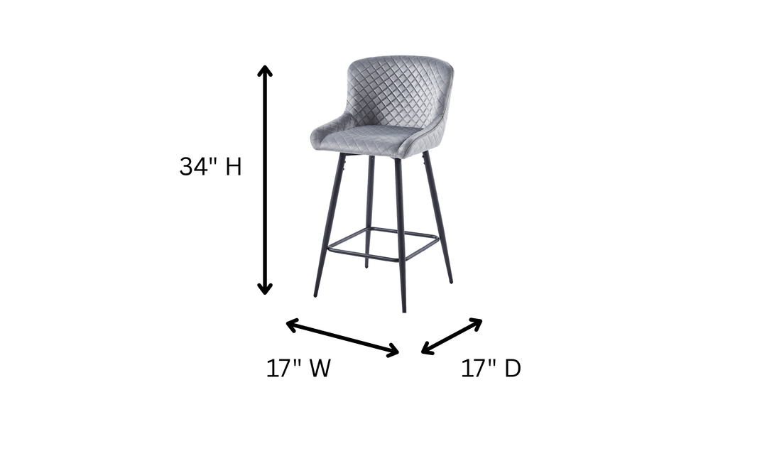 Iconic Furniture Chelsea Gray Counter Stool With Sturdy Metal Legs-jennifer furniture
